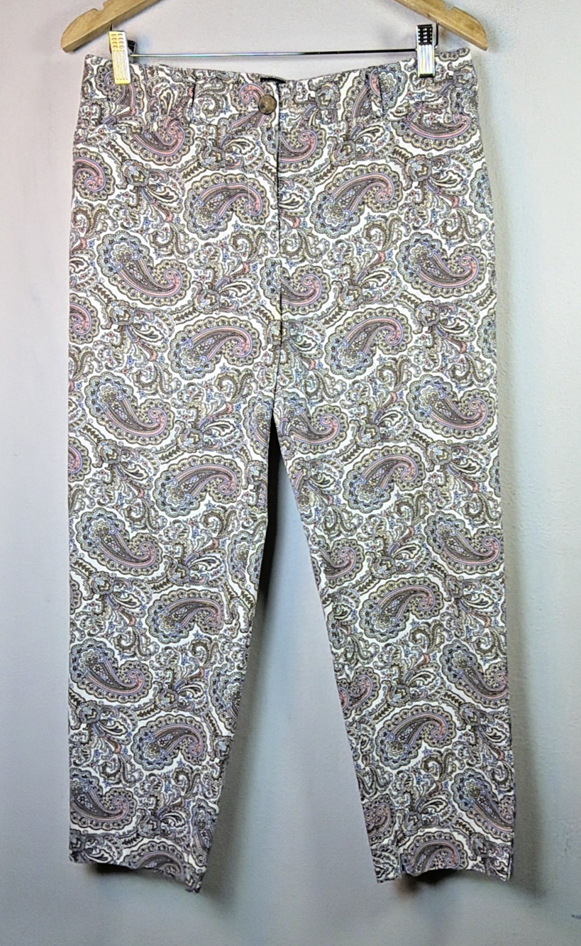Talbots Women's Pants Size 8 Perfect Crop Paisley retro bohemian cottagecore